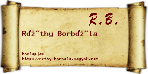 Réthy Borbála névjegykártya